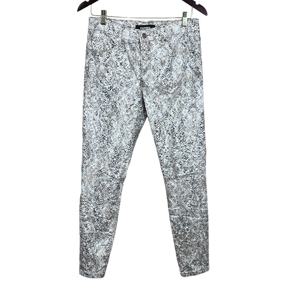 Express Denim - Express Metallic Foil Snakeskin Mid Rise Skinny Slim Denim Jeans 8R